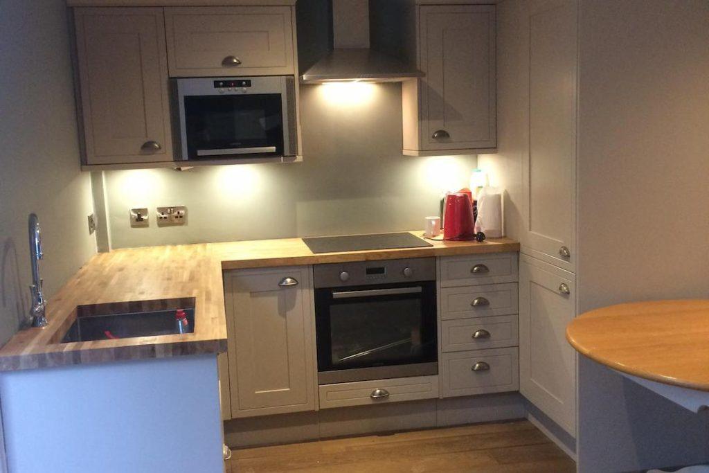 new kitchen with wooden worktop